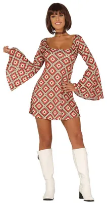 Produktbild von y 70er Jahre Disco Kleid Kostüm für Damen, Größe:L