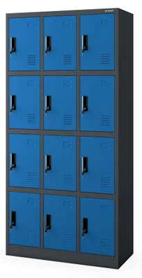 Image de Armoire à casiers 3B4A Armoire à casiers Armoire à compartiments Casier métallique Armoire de vestiaire en tôle d'acier 185 cm x 90 cm x 40 cm bleu anthracite