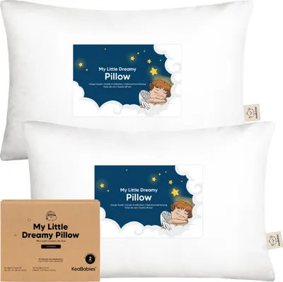 Obrázok produktu pre balenie 2 detských vankúšov 33 x 45 cm - Mäkký detský vankúš z organickej bavlny - Detský vankúš na spanie - Malý detský vankúš - Detský vankúš pre batoľatá - Detský vankúš (Soft White)
