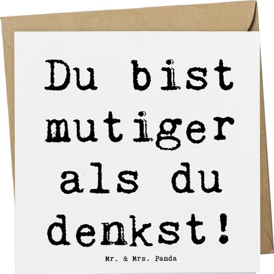 Produktbild von Mr. & Mrs. Panda Grußkarte Spruch Alleine schlafen lernen Mutiger als gedacht - Weiß - Geschenk, Mutmacher, Inspiration, liebevoll, doppelkarte, Eltern, Zuversicht, Trost