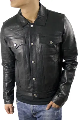 Produktbild von Jeans Jacke Cow waxy Leder – Schwarz / M