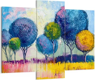 Produktbild von Bild auf Leinwand - Leinwandbild - Bäume Wiese Sommer - 130x100cm - Wand Bild - Wanddeko - Leinwanddruck - Bilder - Kunstdruck - Wanddekoration - Leinwand bilder - Wandkunst - CB130x100-4056