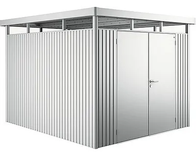 Obrázok produktu pre Plechový záhradný domček Biohort HighLine H5 dvojkrídlové dvere 254x294 cm strieborný metalický