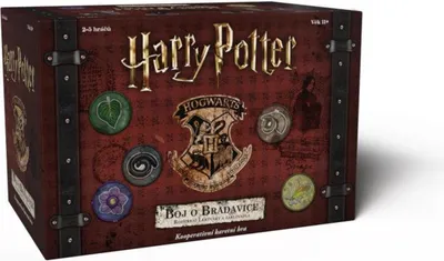 A box for a Harry Potter board game titled "Die Schlacht von Hogwarts - Zaubertränke und Zaubersprüche".