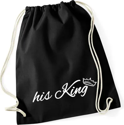 Produktbild von Huuraa Turnbeutel his King Krone 12 Liter Black Baumwolle Rucksack Geschenkidee