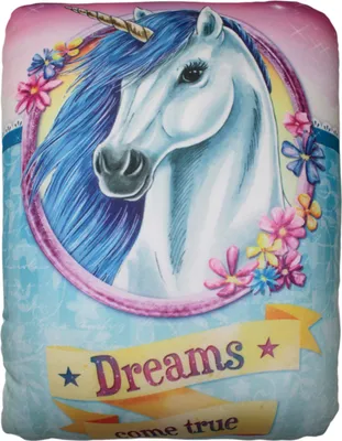 Produktbild von Kinderkissen ca. 25x35 cm Mädchen Kissen Einhorn dreams blau mit Microperlen Füllung