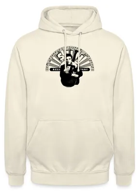Produktbild von Spreadshirt Elvis Presley Elvis Mit Gitarre & Sun Records Logo Uni Hoodie, M, Vanille-Milchshake