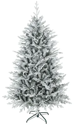 Image de Arbre de Noël artificiel de 180 cm, avec effet neige, branches denses, ignifuge, de couleur verte