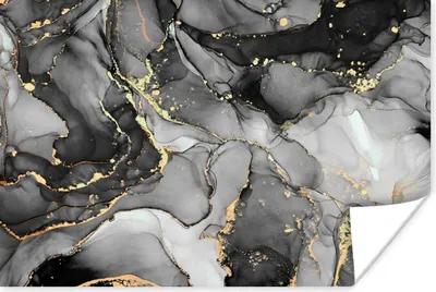 Produktbild von MuchoWow® Poster Marmor - Schwarz - Gold - Grau 180x120 cm - Fotoplakat