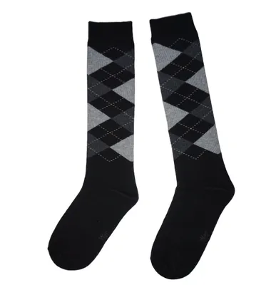 Produktbild von Damen Kniestrümpfe Schottenmuster Schwarz und Grau Größe 39-42