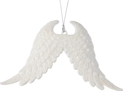 Produktbild von Christbaumschmuck Kunststoff Glitzer Engelsflügel 16cm weiß