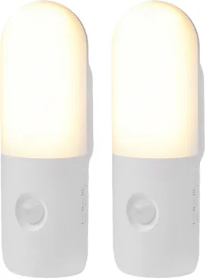Produktbild von 2 Stück LED Nachtlampe mit Magnetfuß, Bewegungsmelder, wiederaufladbar, Augenschonend, 3 Farbtemperaturen, Auto-Ein/Aus für Flur & Treppe