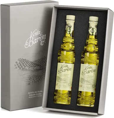 Produktbild von Venta del Barón - Preisgekröntes Premium Natives Extra Virgine Olivenöl - Kaltgepresst - Sehr hoher Polyphenolgehalt - Doppelpack in Geschenkbox (500ML x 2)