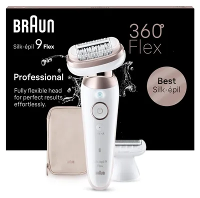 Immagine prodotto di Braun Silk-Épil 9 Flex Epilatore Wet & Dry 9-011 3D, Testa Flessibile 360°, 40 Pinzette, Oro