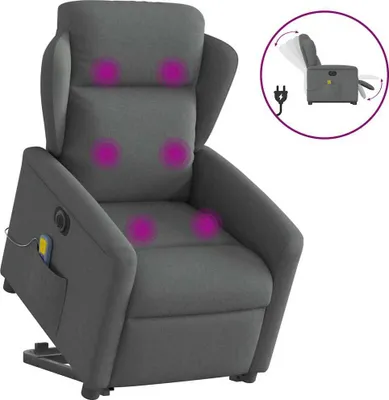 Image de Fauteuil inclinable de massage électrique Gris foncé Tissu