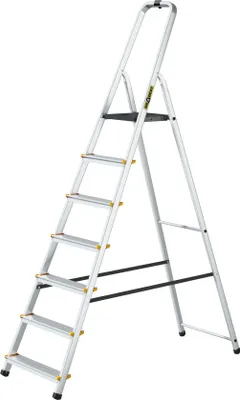 Produktbild von Drabest | Leiter - Aluminium Mehrzweckleiter PRO - 7 Stufen - Trittleiter - stabil, leicht, mit Haken - Tragkraft 150 kg