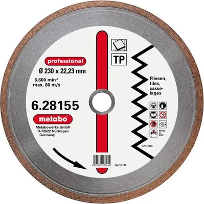 Produktbild von Metabo Diamant-Trennscheibe, 230 x 1,7 x 22,23 mm, professional, TP, Fliese