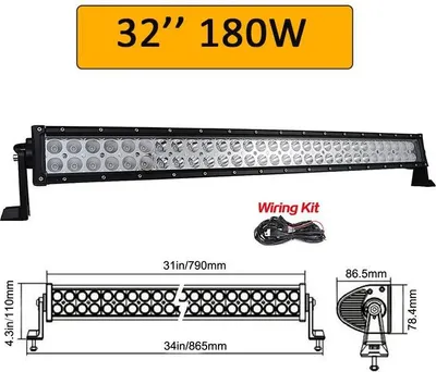 Obrázek produktu pro LED pracovní světelný pás, kombinovaný paprsek, vodotěsnost IP67, 180 W s kabeláží