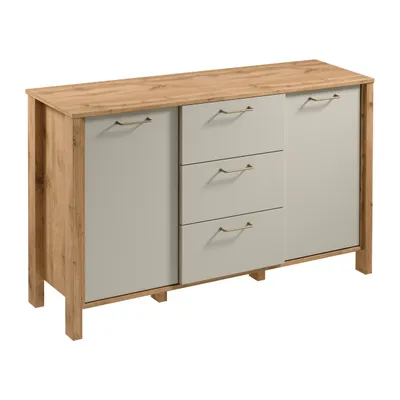Produktbild von AX LIVING Kommode mit Schubladen Iseonia K2T3S 138cm Eiche Wotan/Beige