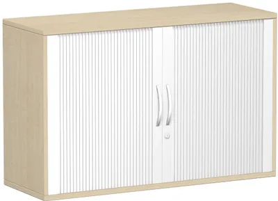 Produktbild von Geramöbel Anstell-Querrollladenschrank Oberboden 25 mm, mit Stellfüßen, abschließbar, 1200x425x720, Silber/Braun, S-312110-SA