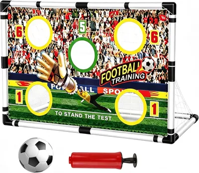 Productafbeelding van Voetbaldoel 120x78x64 cm, 2-in-1, 5 doelgebieden, voor tuin, inclusief 4 grondankers en draagtas
