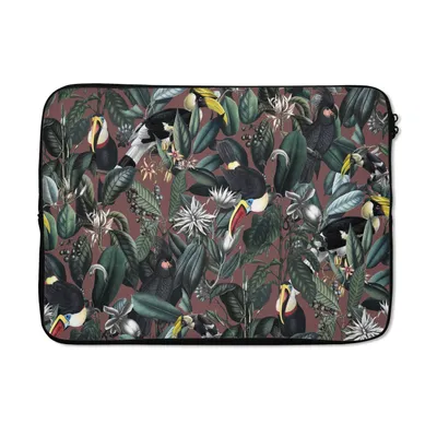 Produktbild von MuchoWow® Laptop Hülle 13 Zoll Blumen - Vögel - Blätter Laptoptasche - Laptophülle - Sleeve - Rundumschutz