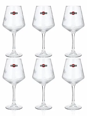 Produktbild von Martini Weingläser mit Riffelung 6er Set - 6x Original Martini Gläser 6er Set Cocktailgläser mit Stiel
