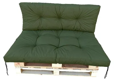 Produktbild von Palettenkissen Set Grün, 120x80 + 120x40 cm, Wasserabweisende Sitz- und Rückenkissen für Europaletten, Auflage für Garten, Balkon und Terrasse