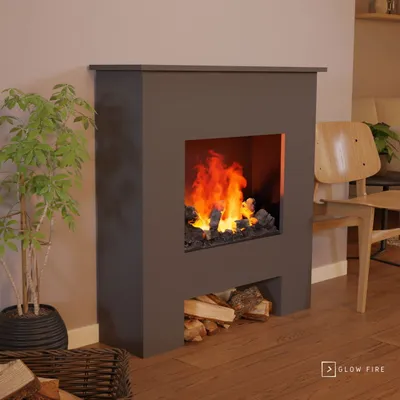 Produktbild von GLOW FIRE Elektrokamin 'Poseidon Opti Myst' | Wasserdampf Kamin mit Heizung inkl. Holz in schwarz als Standkamin| HxBxT: 102x97x23 cm