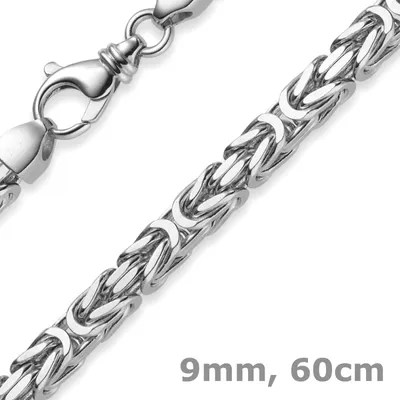 Produktbild von 9mm Königskette Kette Halskette aus 585 Gold Weißgold 60cm Herren