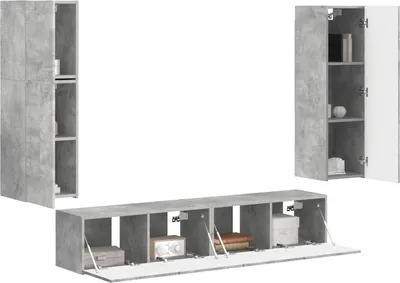 Produktbild von Eleganter Möbel TV-Schrankset Wandmontiert 4 pcs - Montage erforderlich - Beton Grau Holzwerkstoff - CJG463675 - TV-Schränke