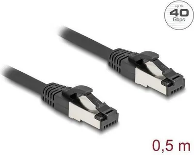 Productafbeelding van Delock RJ45 netwerkkabel Cat.8.1 S/FTP, zwart, 0,5 meter, tot 40 Gbps