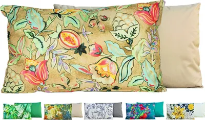 Produktbild von JACK Outdoor Lounge Kissen 30x50cm Motiv Dekokissen inkl. Füllung Wasserfest Sitzkissen Garten Stuhl, Farbe:Beerenflut Creme