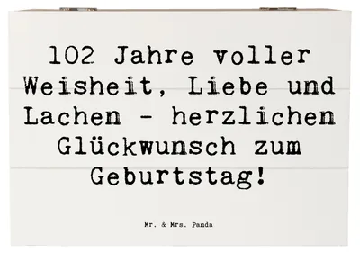 Produktbild von Mr. & Mrs. Panda Geschenkbox Spruch 102. Geburtstag Glückwünsche 22 x 15 cm - Weiß - Geschenk, Box, Kiste, Lebensjubiläum, Liebe, Erinnerungskiste, Happy Birthday
