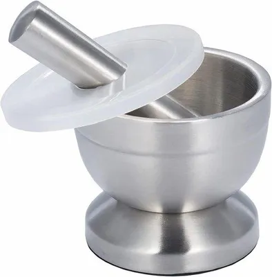 Immagine prodotto di Mortaio con pestello in acciaio inox - adatto agli alimenti - diametro 10 cm