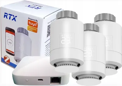 Zdjęcie produktu dla 3x Głowica Termostat + Bramka ZigBee LAN TUYA SET3