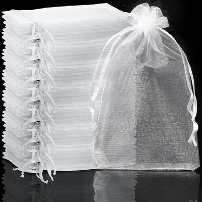 Produktbild von 100 Stück Organzasäckchen Organzabeutel Schmuckbeutel 7x9 cm Geschenkbeutel für Festival Party Hochzeit und die tägliche Platzierung von Schmuck Kosmetik Süßigkeiten (Farbmischung)  1 stück (100er Pack)
