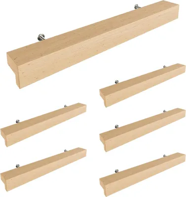 Produktbild von Holzmöbelgriffe - Buchenholz - 6 Stück - 128mm Bohrabstand