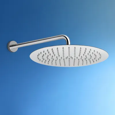 Immagine prodotto di JOHO soffione doccia a pioggia grande rotondo 30cm set soffione in acciaio inox 304 con braccio doccia a prova di bomba braccio a muro (D30cm/40cm)