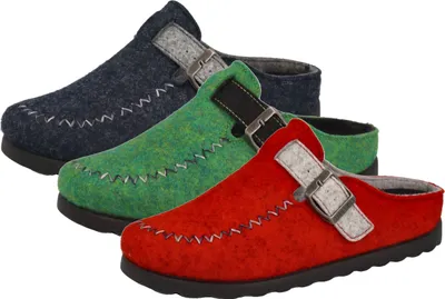 Produktbild von Fly Flot Damen Hausschuh Pantoffel Filz Schnalle, Größe:41 EU, Farbe:Grün