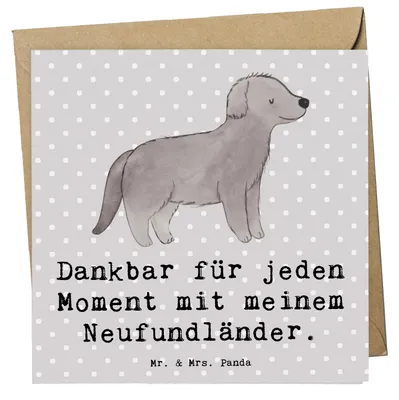 Produktbild von Mr. & Mrs. Panda Glückwunschkarte Neufundländer Moment - Grau Pastell - Geschenk, Klappkarte, faltkarte, anlasskarte, Grußkarte, doppelkarte, Newfoundland
