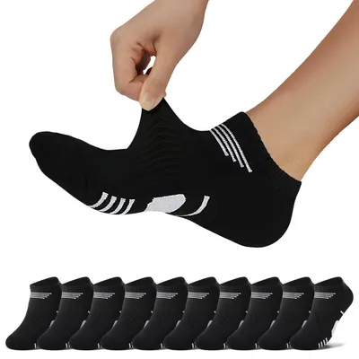 Produktbild von Sneaker Socken Herren Damen Sportsocken 10 Paar Atmungsaktive Baumwolle Halbsocken 35-50 Schwarz