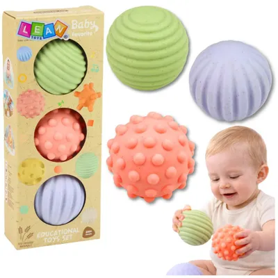 Immagine prodotto di Set di palline sensoriali per neonati, colori pastello, 3 pezzi, 6 cm