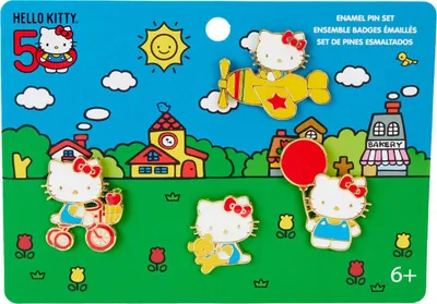 Zdjęcie produktu dla Hello Kitty by Loungefly Pin Ansteck-Pins 4er-Set 50th Anniversary 3 cm