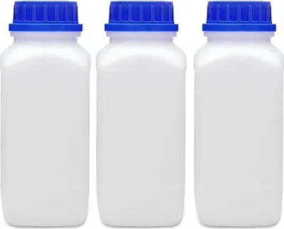 Produktbild von 1000 ml Weithalsflasche mit Schraubverschluss chemikalienbeständig Laborqualität Gefahrgutzulassung große Öffnung absolut dicht spülmaschinengeeignet (3 Stk.)