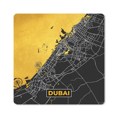 Produktbild von MuchoWow® Mauspad Mousepad Dubai - Gold - Stadtplan - Karte 20x20 cm - Mousepads - Maus Mat - Pad - Mausunterlage - Desk Mat - Bureauartikeln