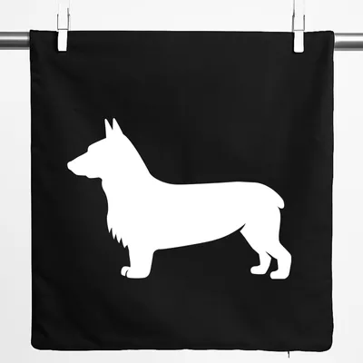 Produktbild von Huuraa Kissenbezug Welsh Corgi Pembroke Silhouette 40x40cm Black Baumwolle Dekokissenbezug Geschenkidee