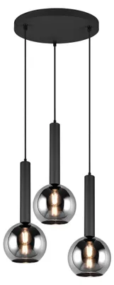 Image de Lustre CLAYTON noir 3xE27x28W en verre, dimensions : 150x45x45 cm, IP20, Trio