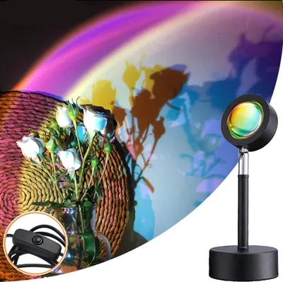 Produktbild von Lampa o zachodzie słońca Lampa o zachodzie słońca Projektor LED Lampa o zachodzie słońca Lampa o wschodzie słońca do selfie Oświetlenie Impreza Dekoracja