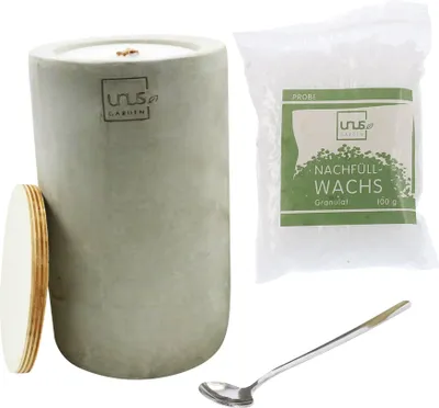 Produktbild von UNUS® Kerze aus Beton handgemacht mit Dauerdocht schmal zylinderförmigTischfeuer